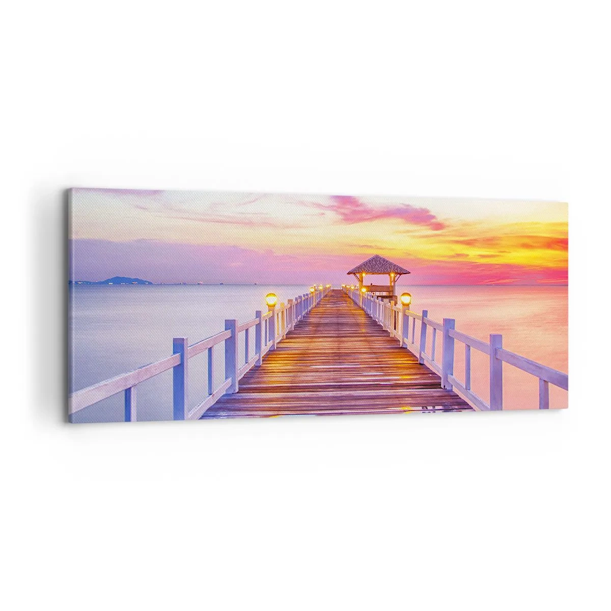 Vászonkép - Az est lilás-arany csendje - 100x40 cm