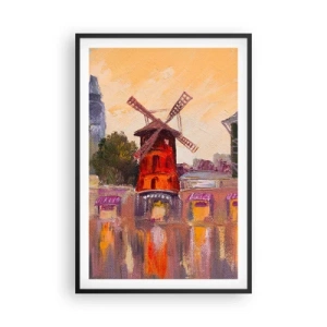 Poszter fehér keretben - Párizsi ikonok - Moulin Rouge - 61x91 cm