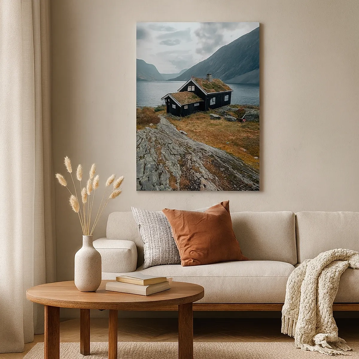 Vászonkép - Fjord nyári üdülőhely - 50x70 cm