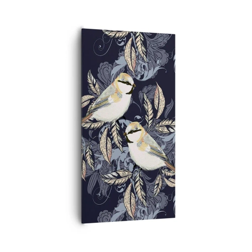 Vászonkép - Sárga-kék madárdal - 65x120 cm