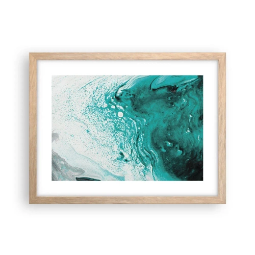 Poszter világos tölgy keretben - Elolvadni fehérben és türkizben  - 40x30 cm