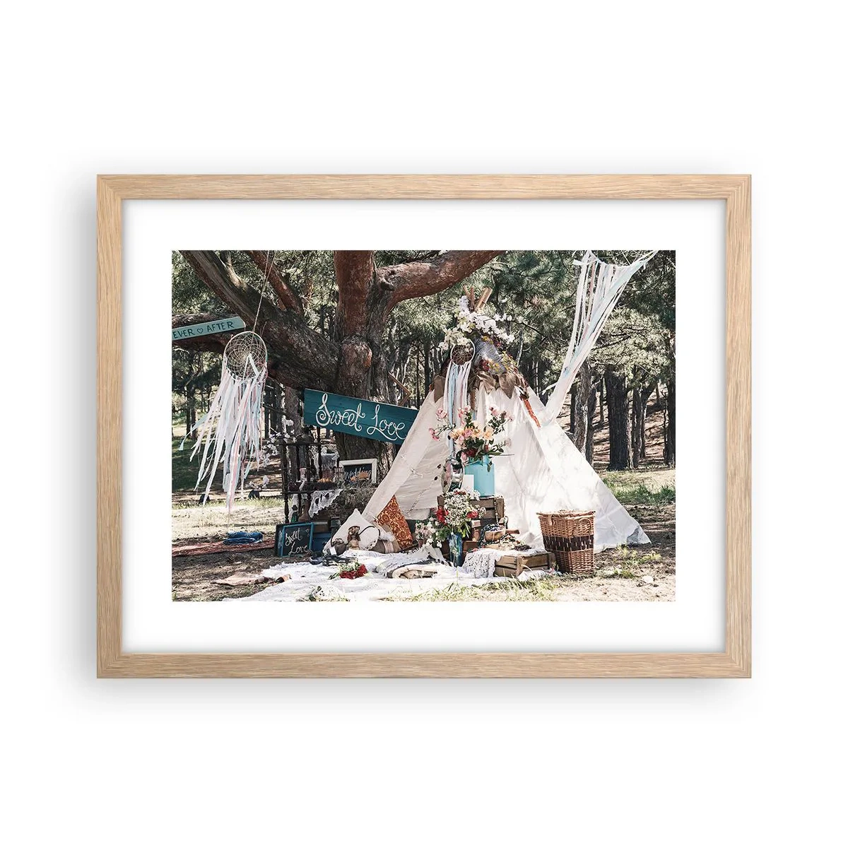 Poszter világos tölgy keretben - Make love… - 40x30 cm