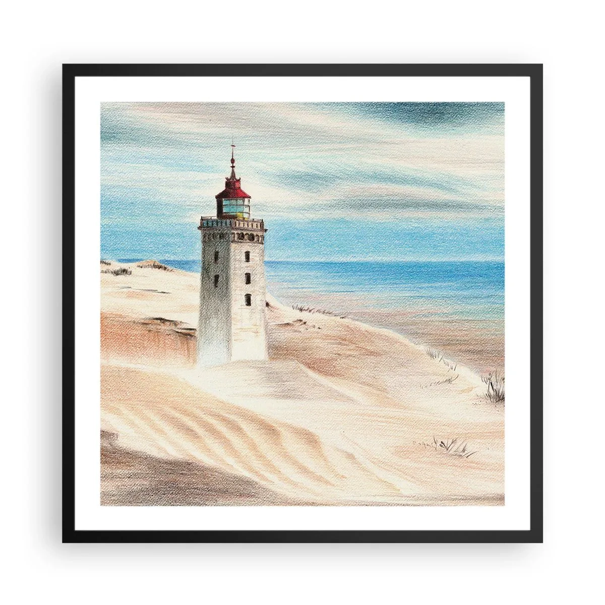 Poszter fehér keretben - Mindig a tengert bámulva - 60x60 cm