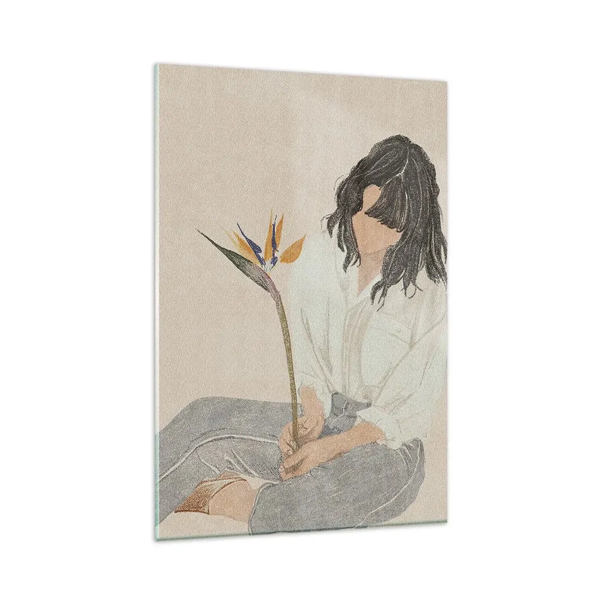 Üveg kép - Portré egy egzotikus virággal - 80x120 cm