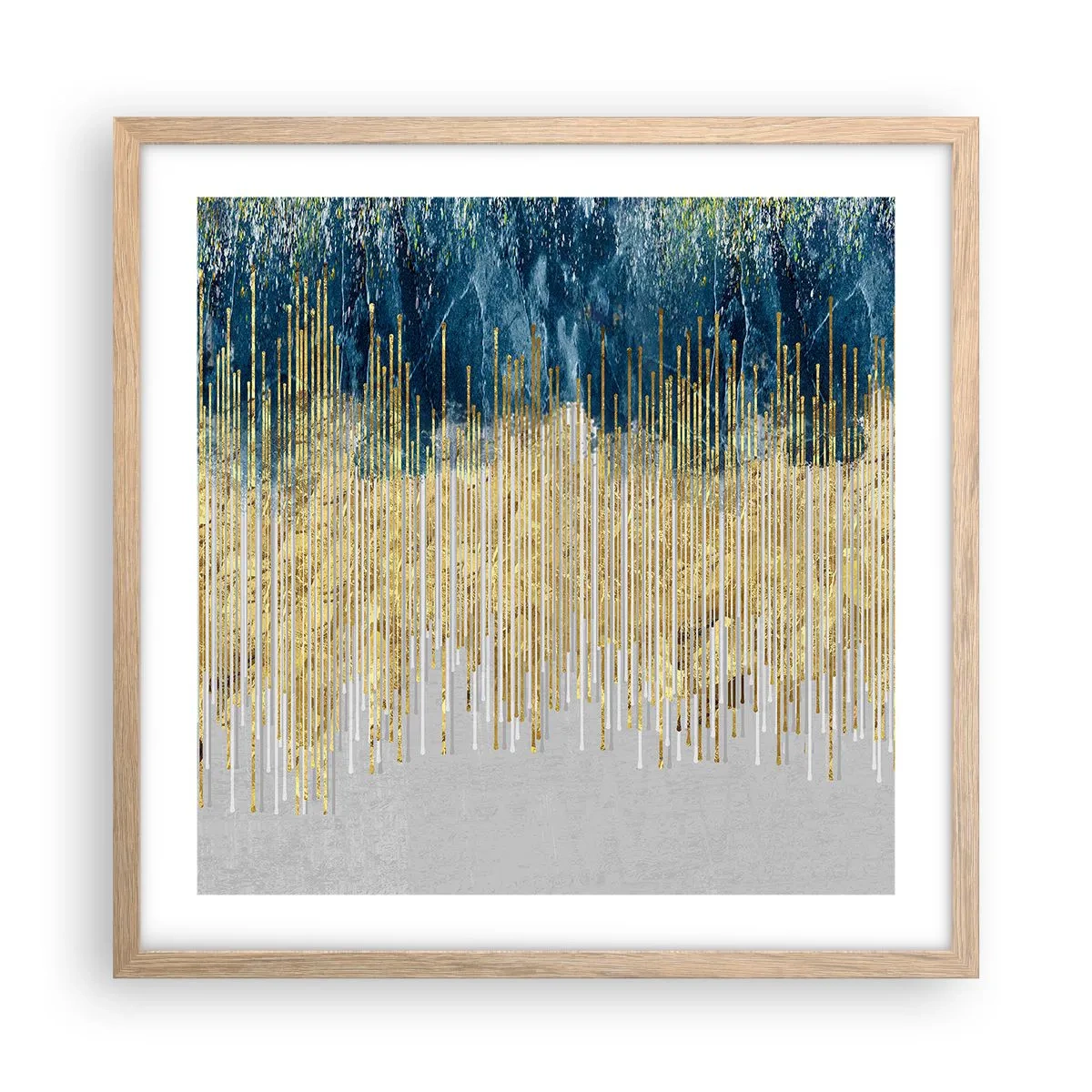 Poszter világos tölgy keretben - Aranyozott határ - 50x50 cm