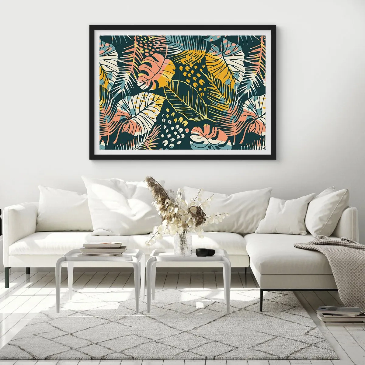 Poszter fehér keretben - Leveles fantázia - 70x50 cm