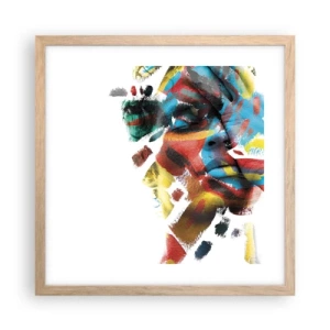 Poszter világos tölgy keretben - Színes személyiség - 40x40 cm