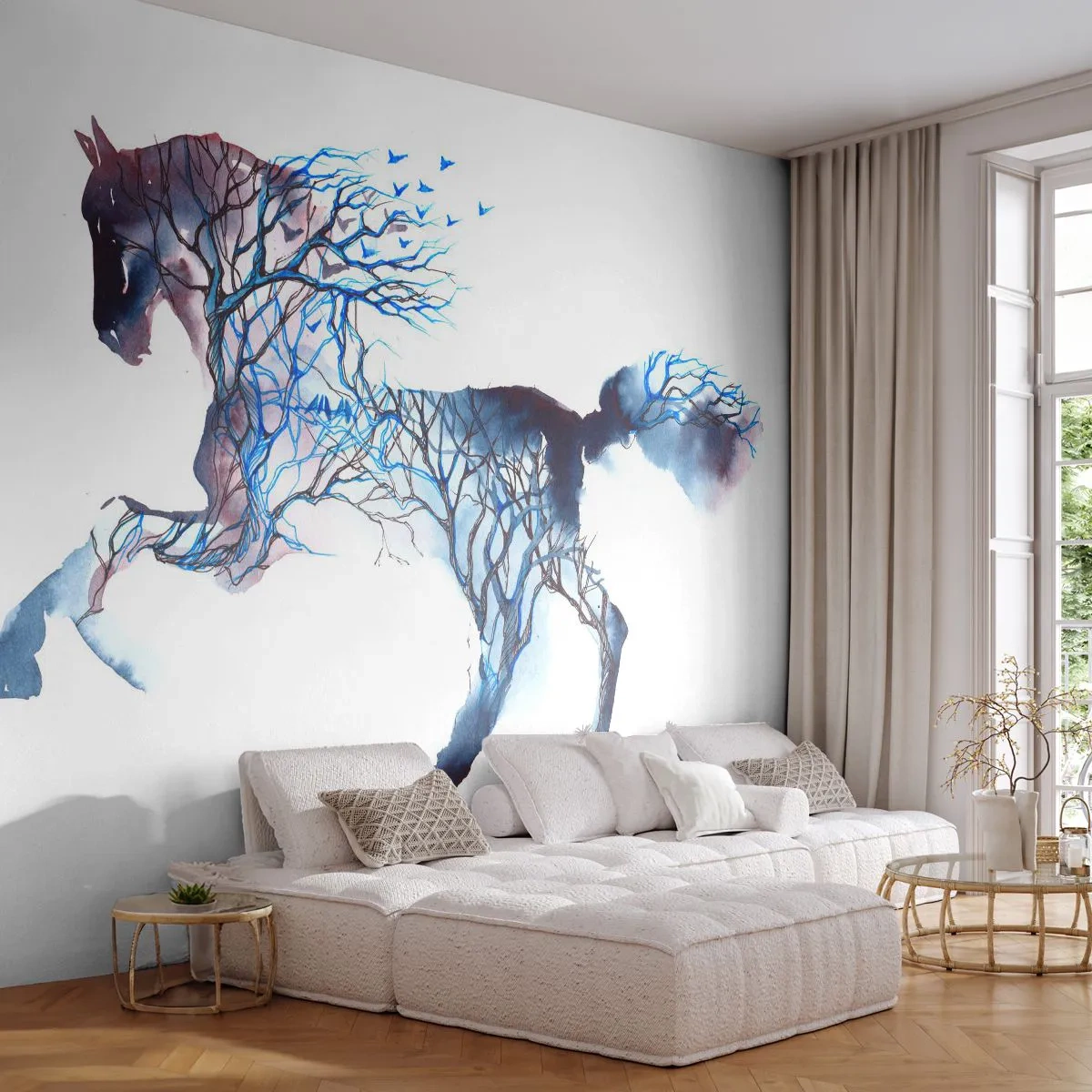Fotótapéta Standard Eco - Mintha az erdő megmozdult volna - Absztrakció, Ló, Állatok - 200x140 cm