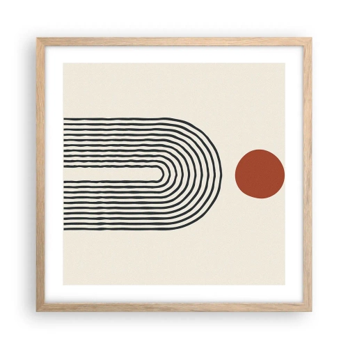 Poszter világos tölgy keretben - Formák és színek vonzalma - 50x50 cm