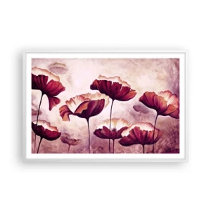 Poszter fekete keretben - Piros és fehér szirom - 91x61 cm