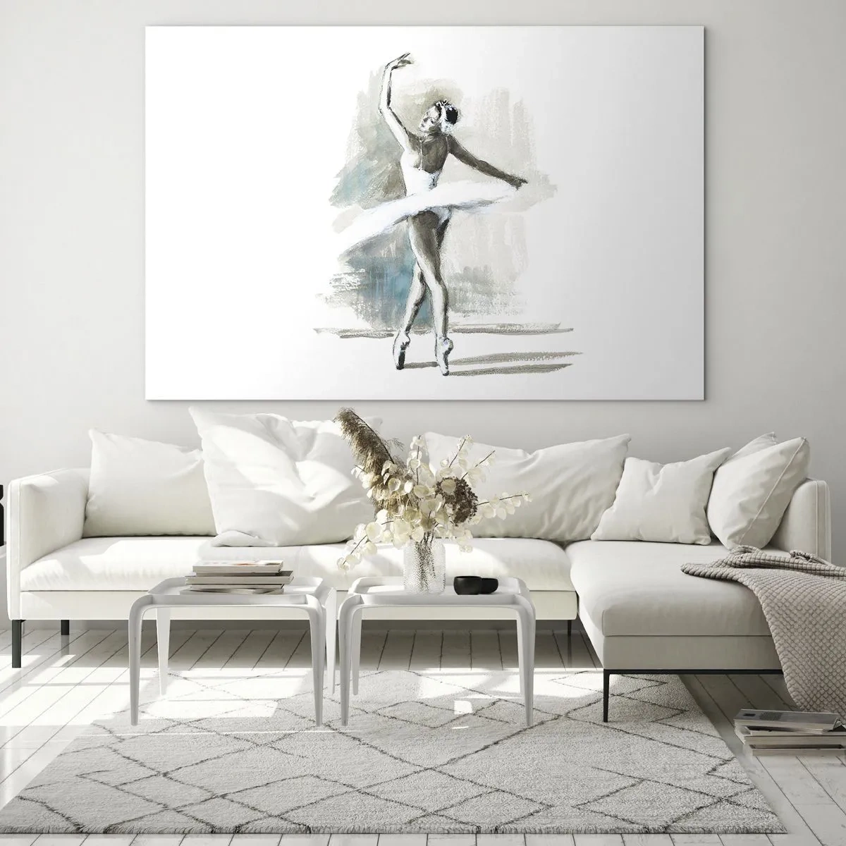 Üveg kép - Egy balerina klasszikus táncpózban - 70x50cm - Hattyúvá varázsolva - Modern fali dekoráció nappalihoz és hálószobához ARTTOR