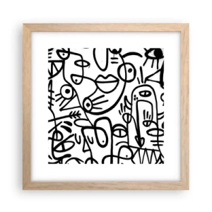 Poszter világos tölgy keretben - Arcok és délibábok - 30x30 cm