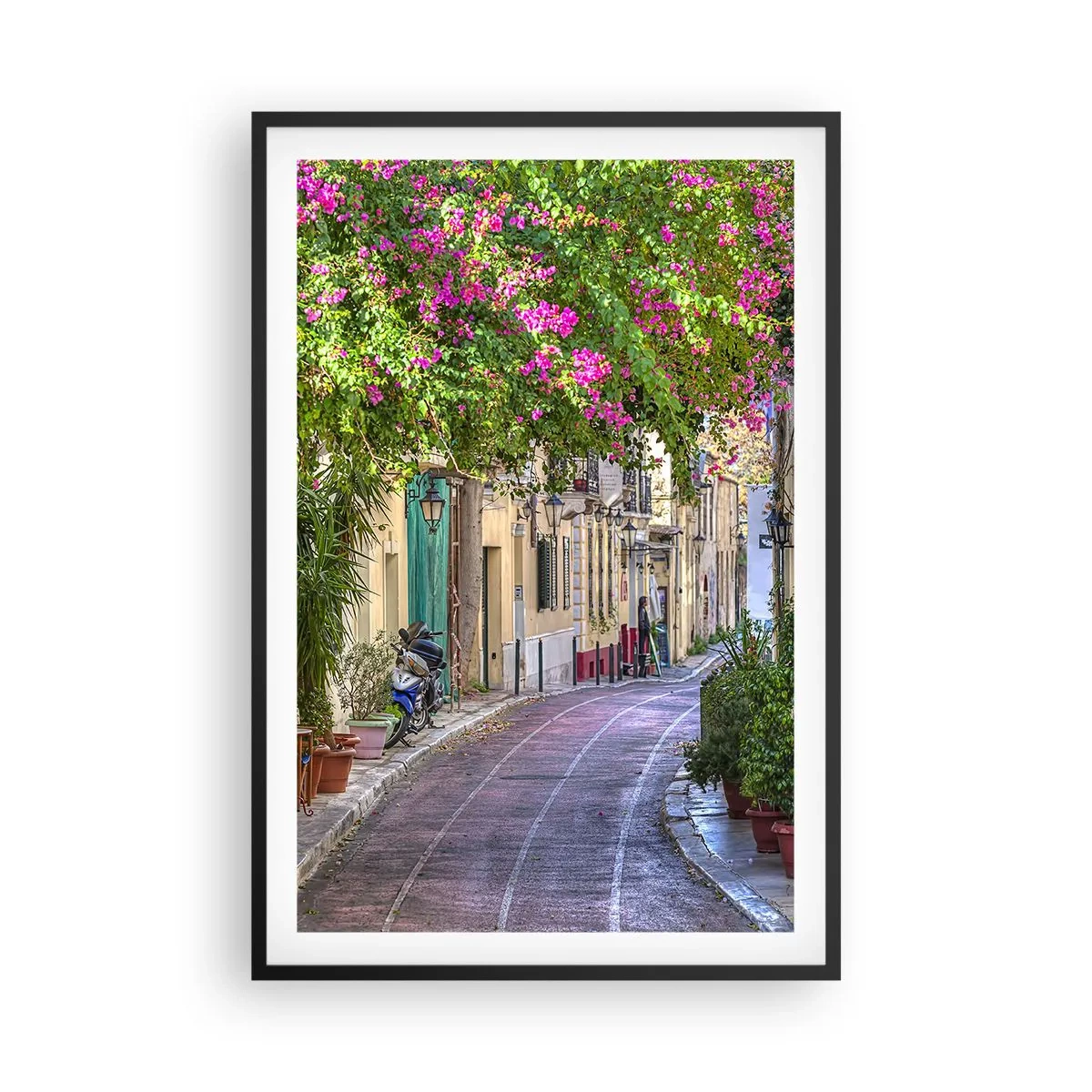 Poszter fehér keretben - Virágzó sikátor - 61x91 cm