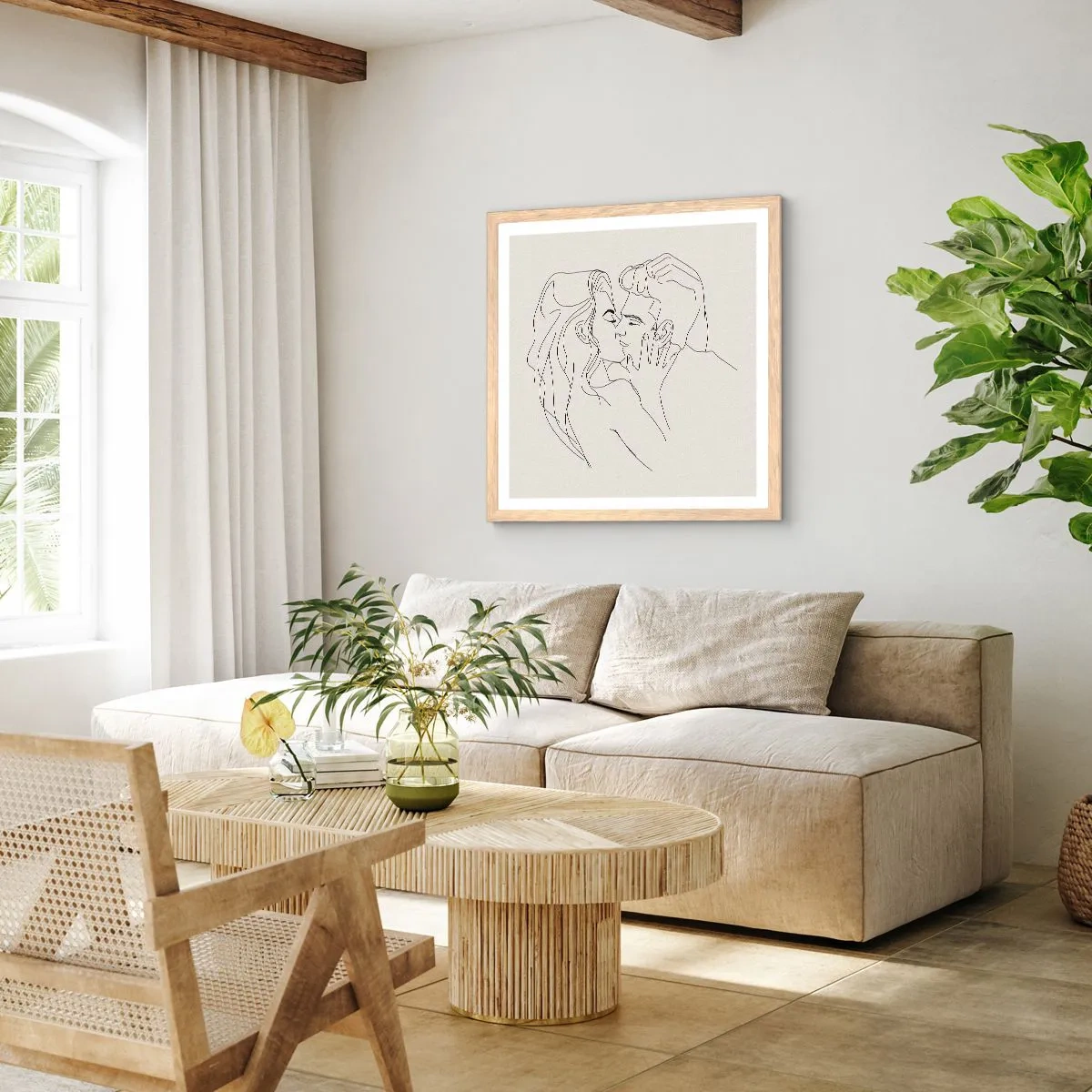 Poszter világos tölgy keretben - Összegabalyodva az érzésben - 30x30 cm