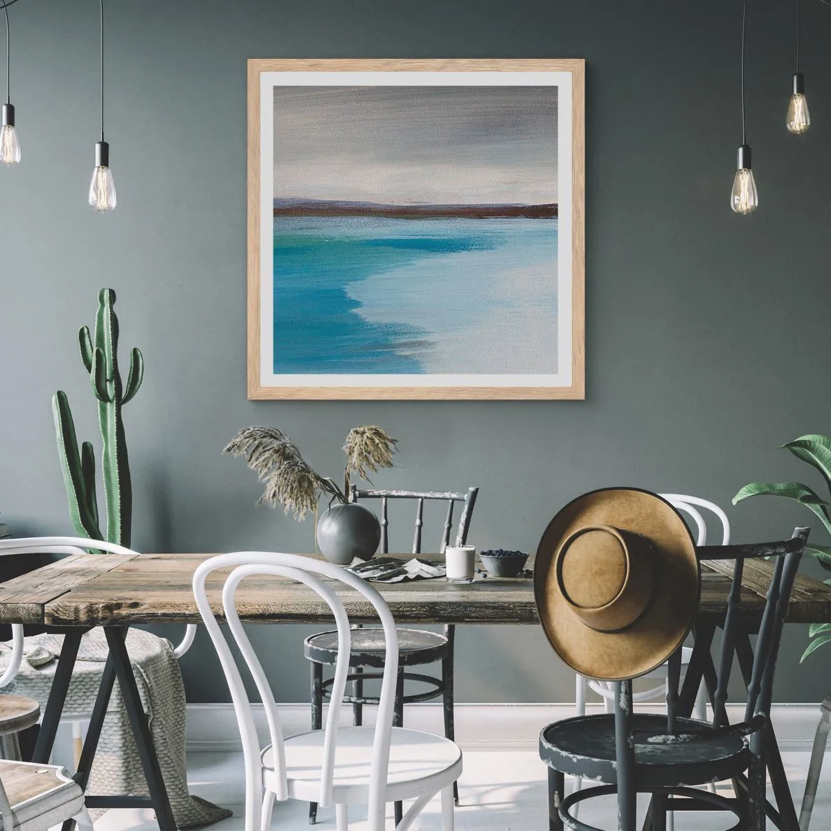 Poszter világos tölgy keretben - Vízszintes tájkép - 50x50 cm