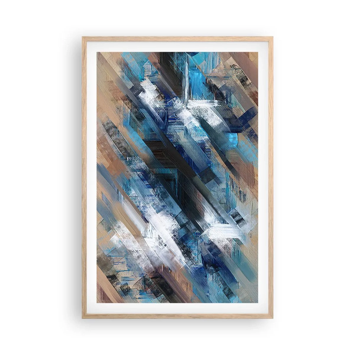 Poszter világos tölgy keretben - Kék ferdén - 61x91 cm