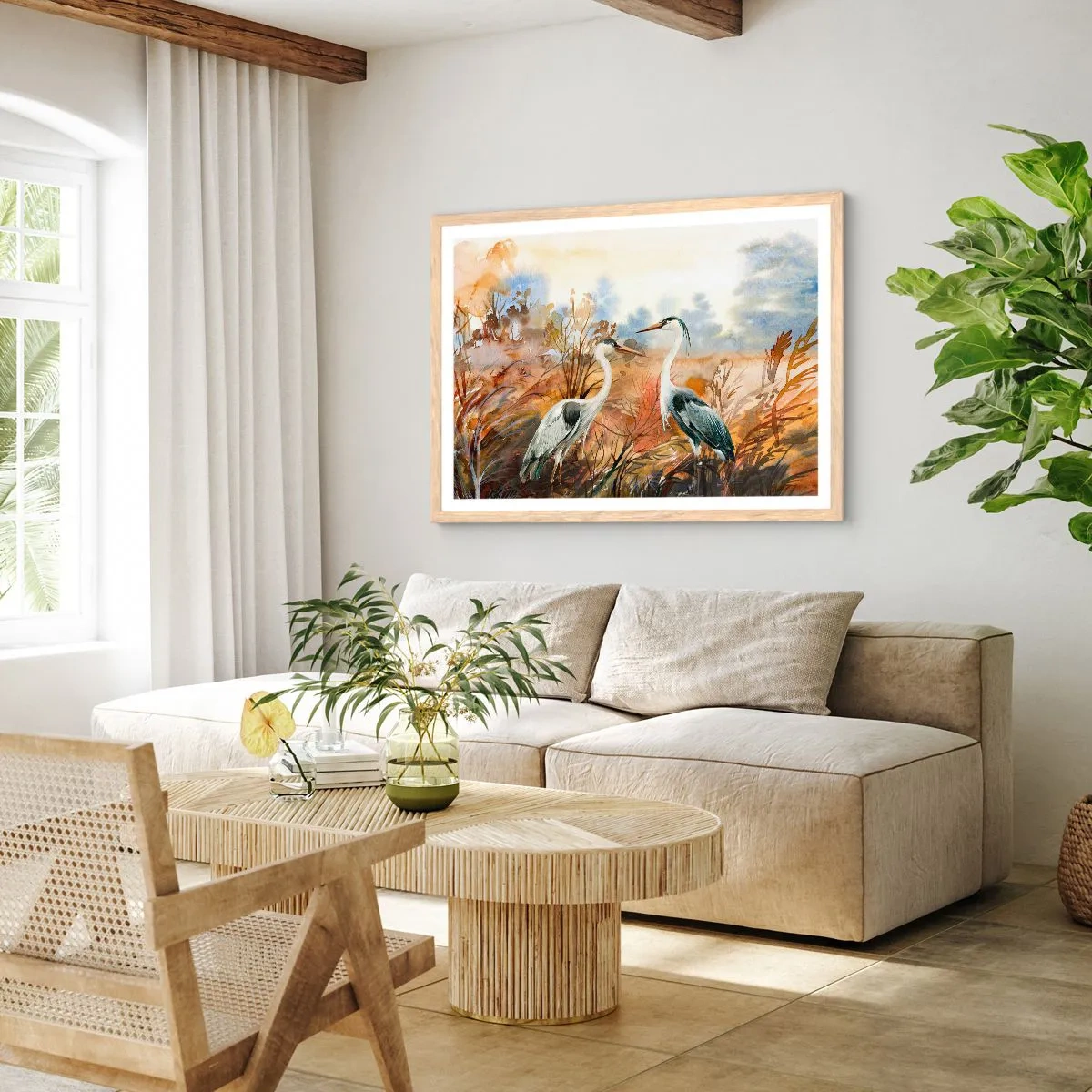 Poszter világos tölgy keretben - Hová ősszel? - 91x61 cm