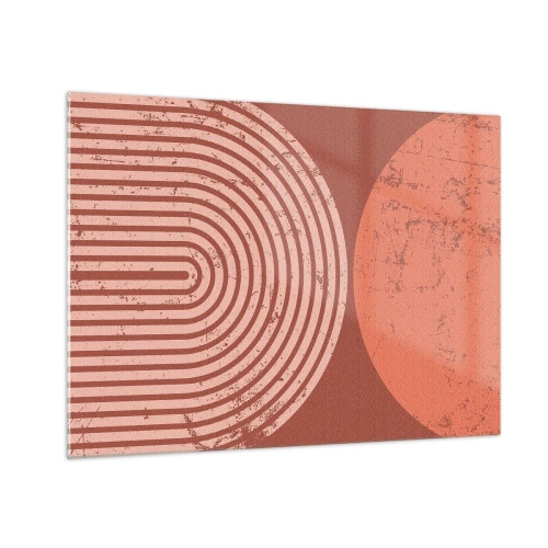 Üveg kép - Geometrikus rozsdaszínű grafika félkörrel és körrel - 70x50cm - Szoros kapcsolat - Modern fali dekoráció nappalihoz és hálószobához ARTTOR