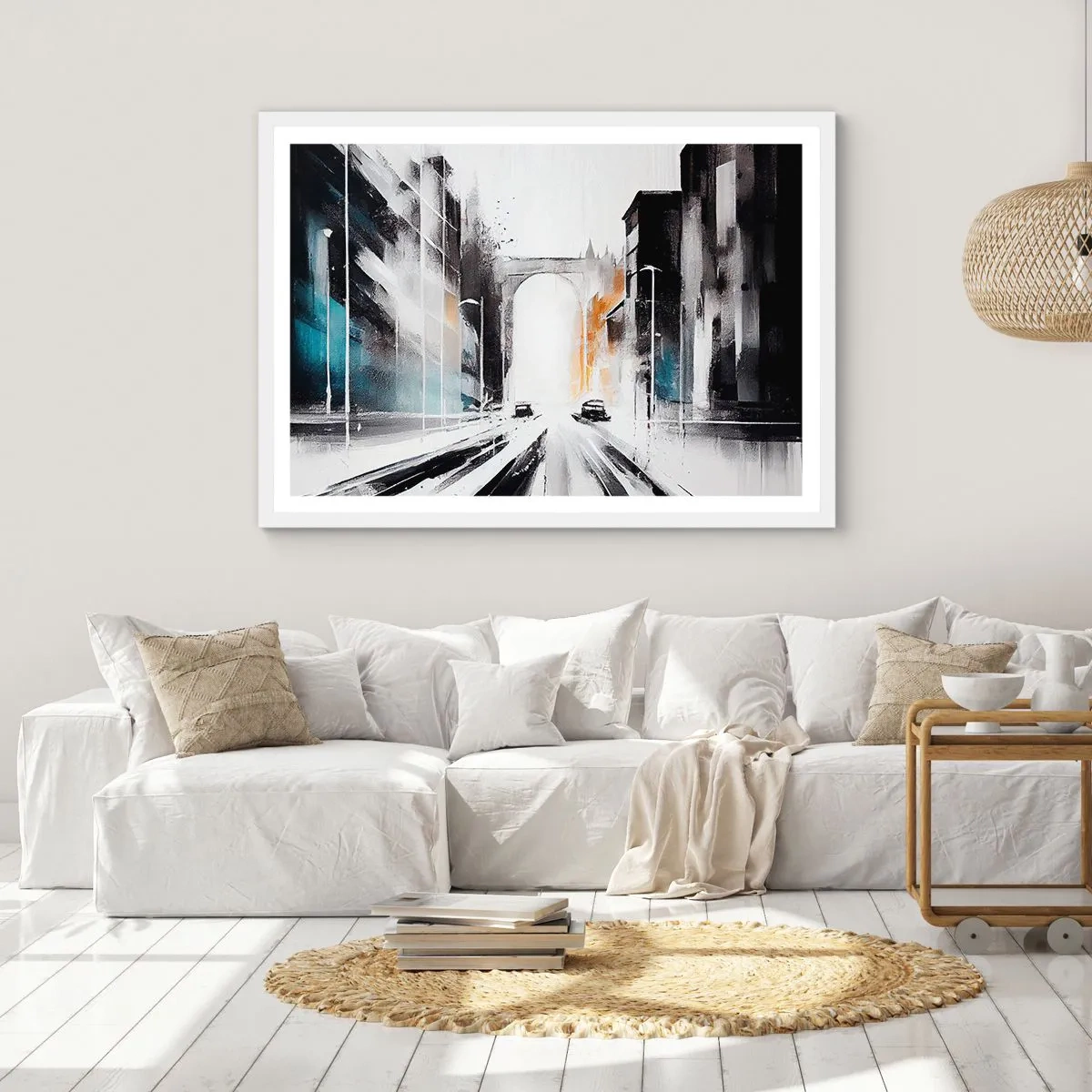 Poszter fekete keretben - Várostanulmány: építészet és mozgás - 100x70 cm