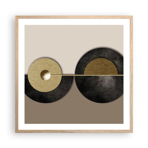 Poszter világos tölgy keretben - Variációk egy kör körül - 60x60 cm