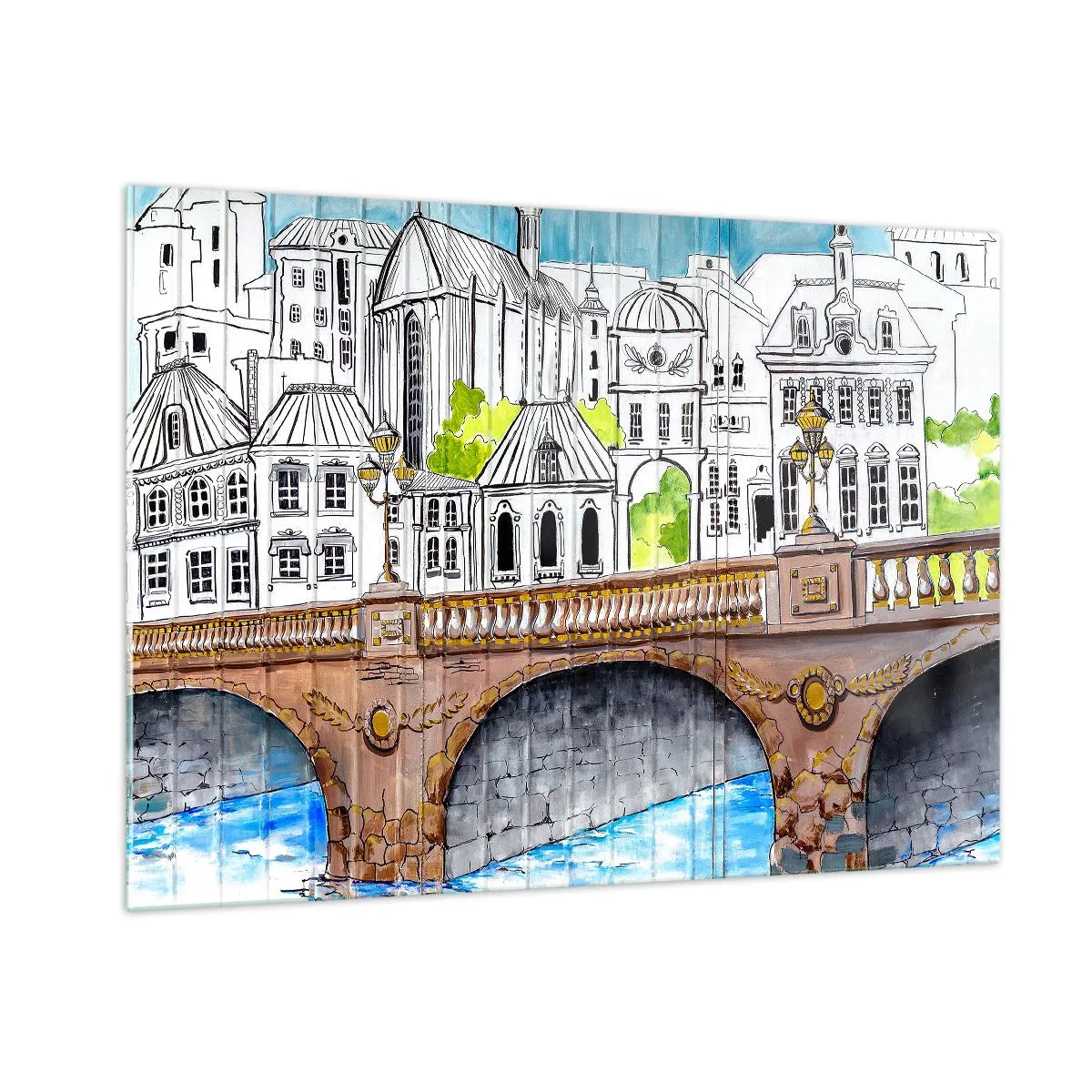 Üveg kép - Város mint a festményről - 100x70 cm