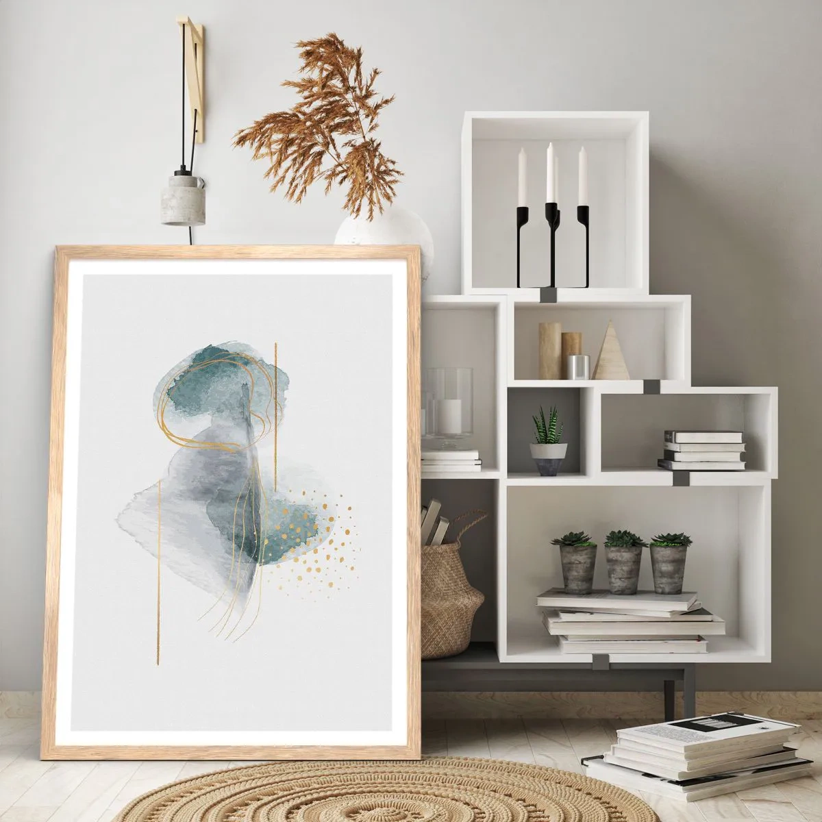 Poszter világos tölgy keretben - A szürkeség és az arany kapcsolatáról - 50x70 cm