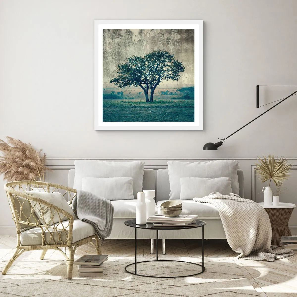 Poszter fekete keretben - Almafa a kék mezőn? - 60x60 cm