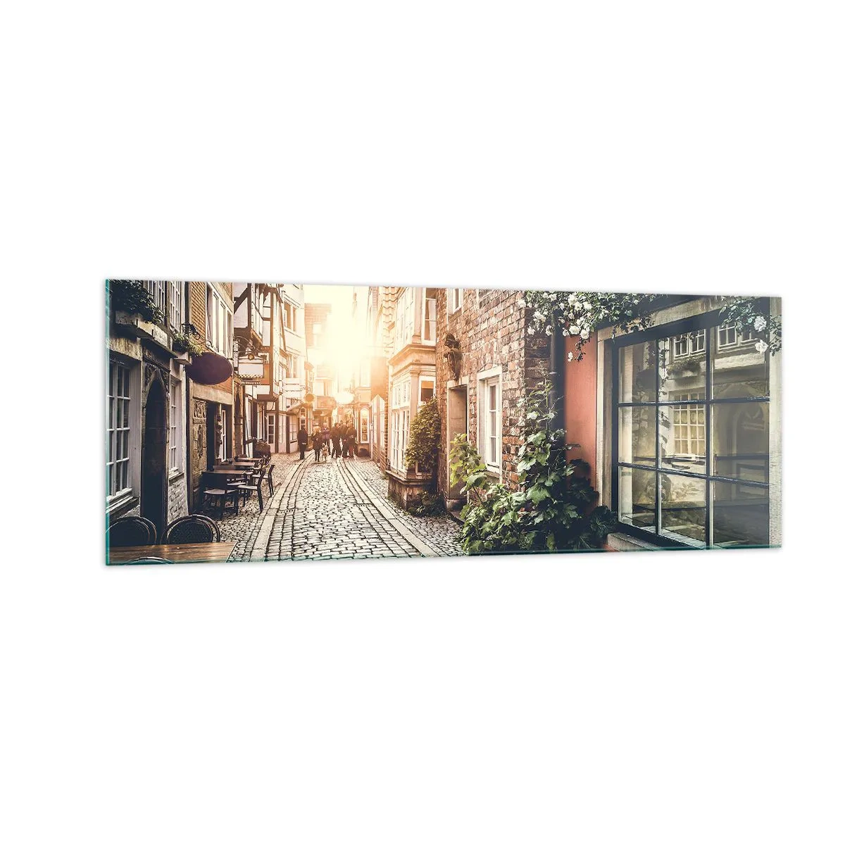 Üveg kép - Rózsa sikátor rózsaszín fényben - 140x50 cm