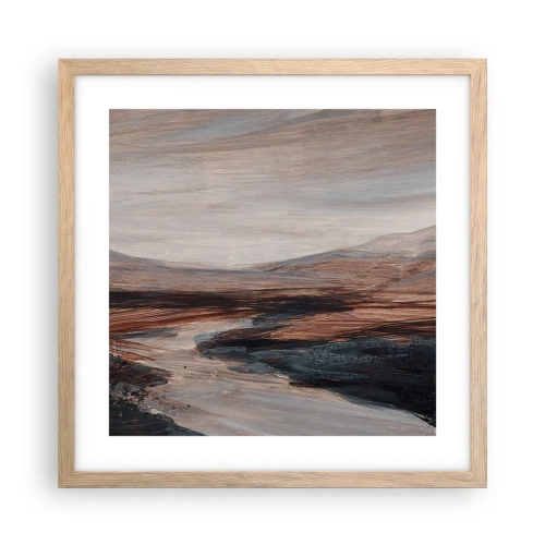 Poszter világos tölgy keretben -  Békés völgy - 40x40 cm