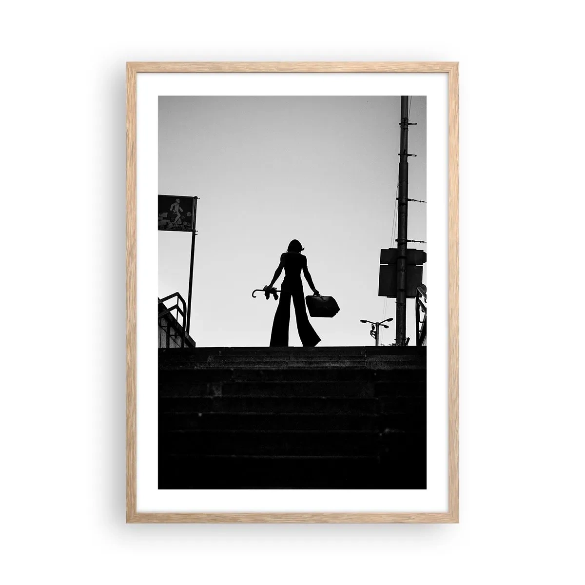 Poszter világos tölgy keretben - Városi vándorlás - 50x70 cm