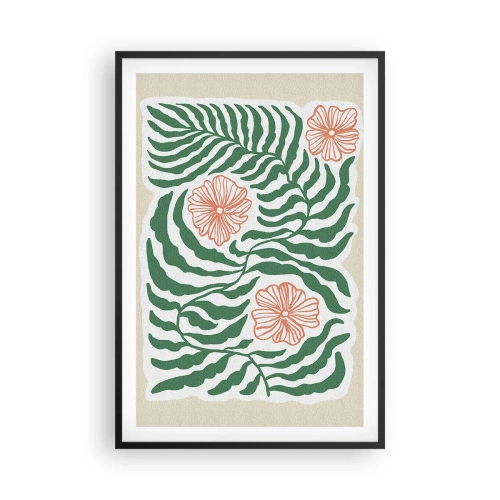 Poszter fehér keretben - Zöldben virágzó - 61x91 cm