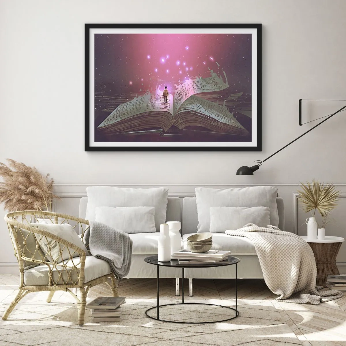 Poszter fehér keretben - Meghívás egy másik világba – olvass! - 70x50 cm