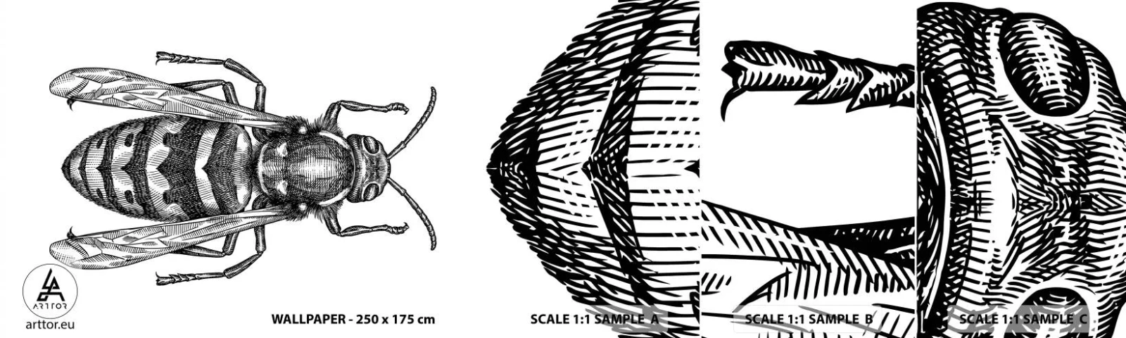 Fotótapéta Minta Öntapadós Deluxe Sticker - Egy rovar bolygóról - Darázs, Rovar, Minimalista - 100x30 cm