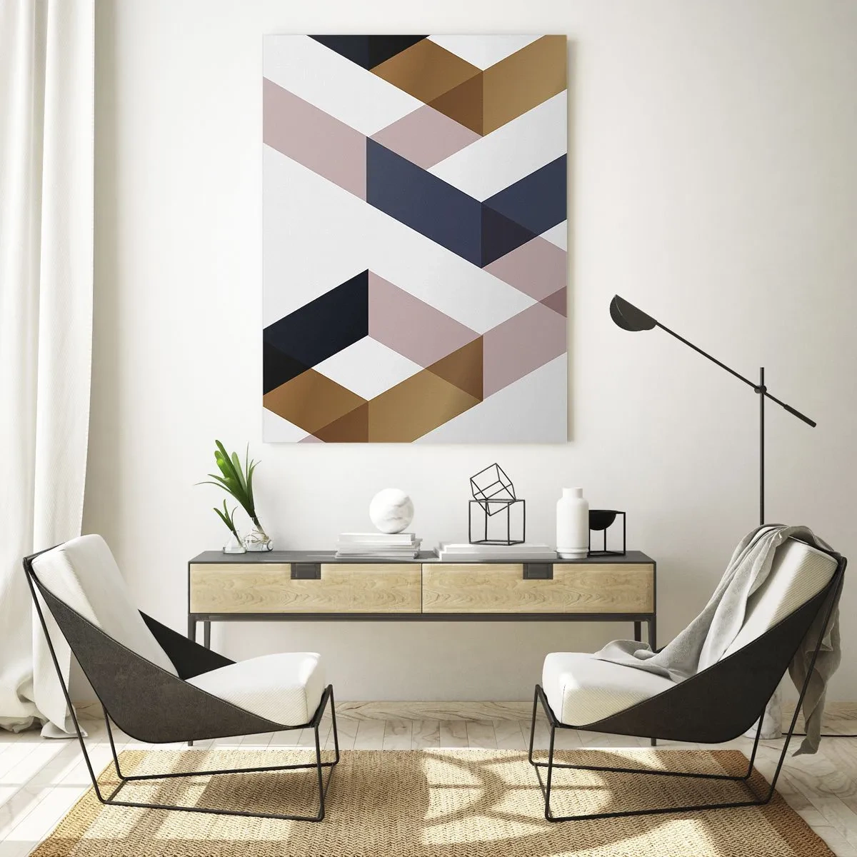 Üveg kép - Síkok és szögek - 50x70 cm