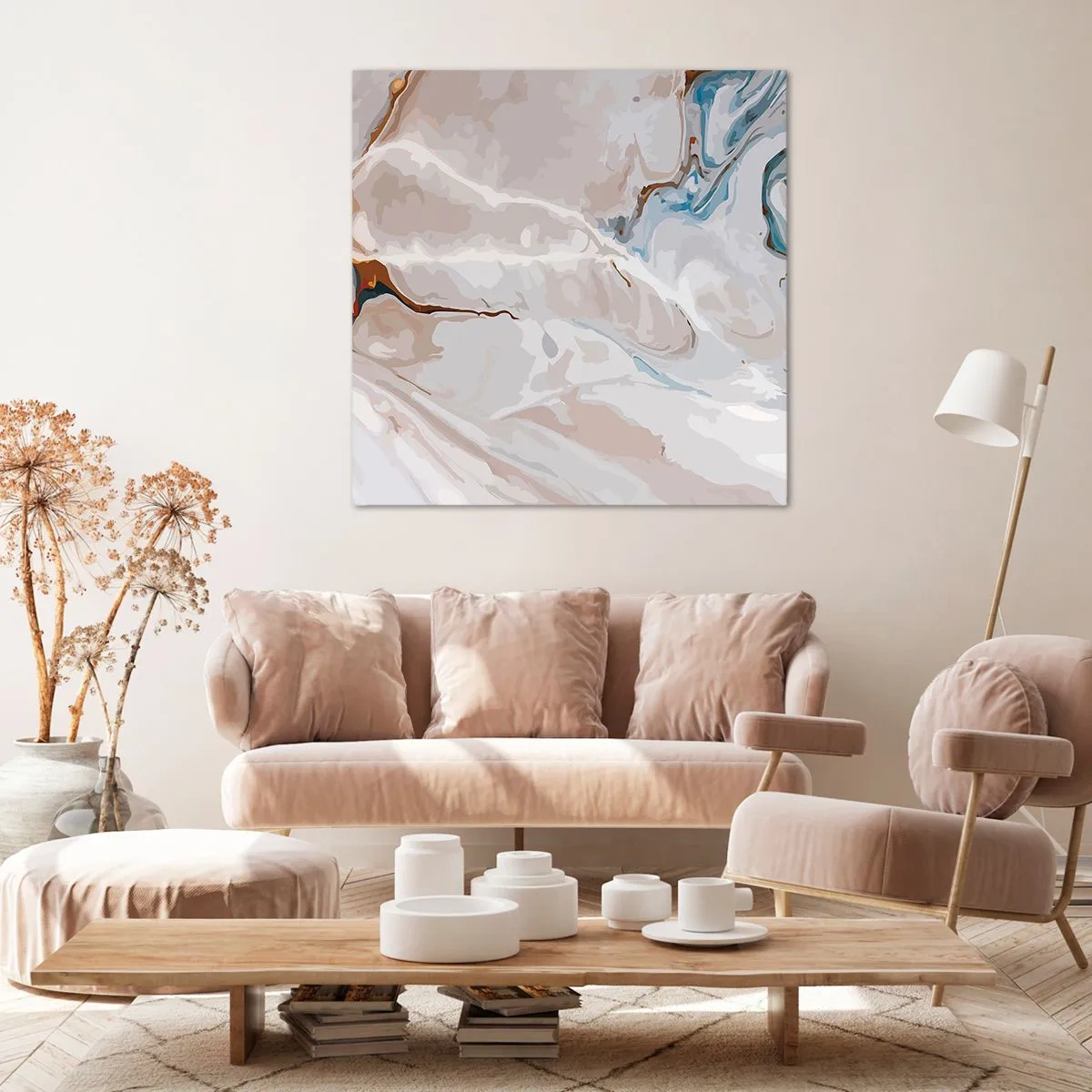 Vászonkép - Kék kanyarog a fehér alatt - 60x60 cm