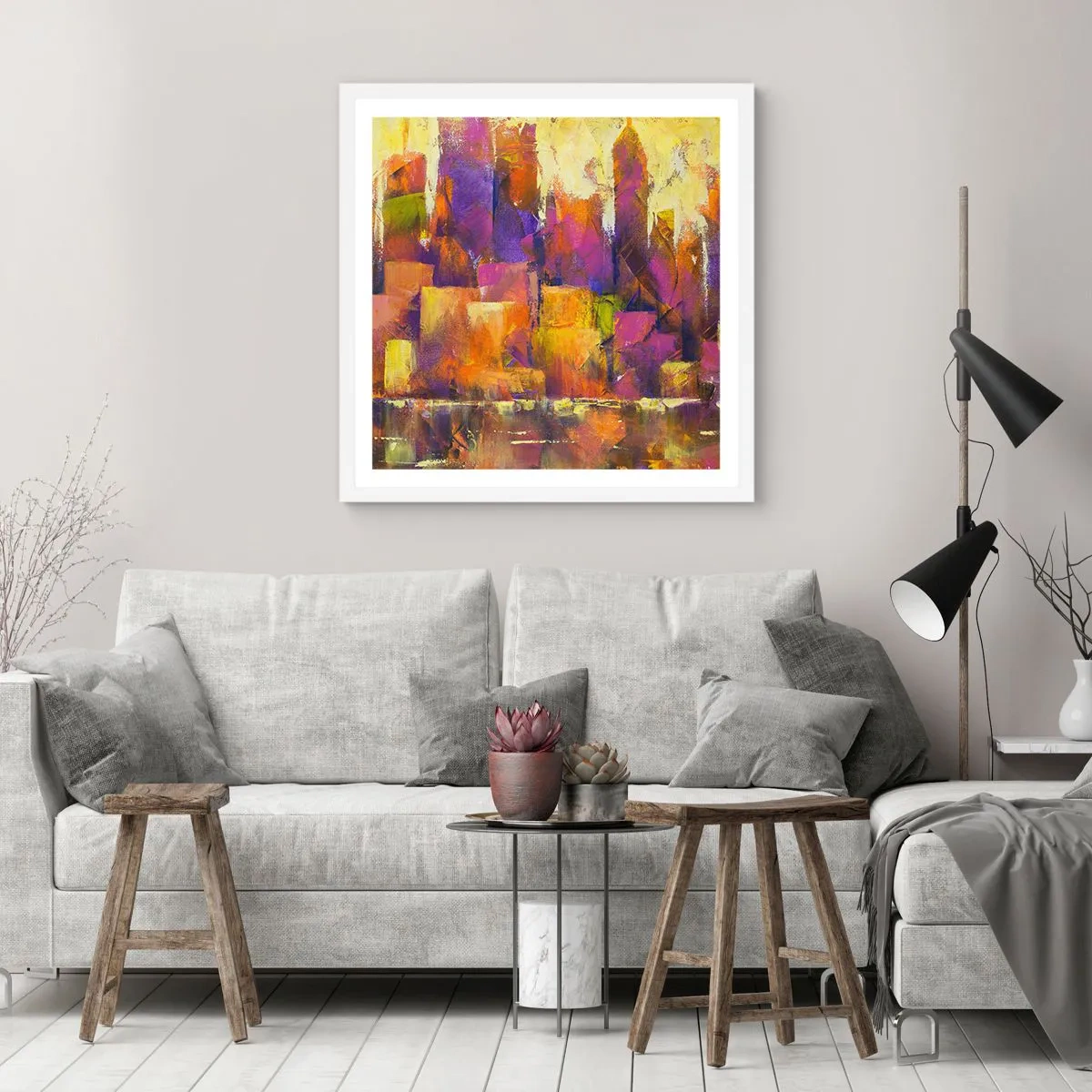 Poszter fekete keretben - Metropolitán kompozíció - 40x40 cm