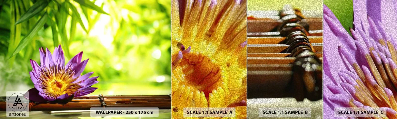 Fotótapéta Minta Premium Sand - Az ázsiai napon - Virág, lótusz virág, Bambusz - 100x30 cm