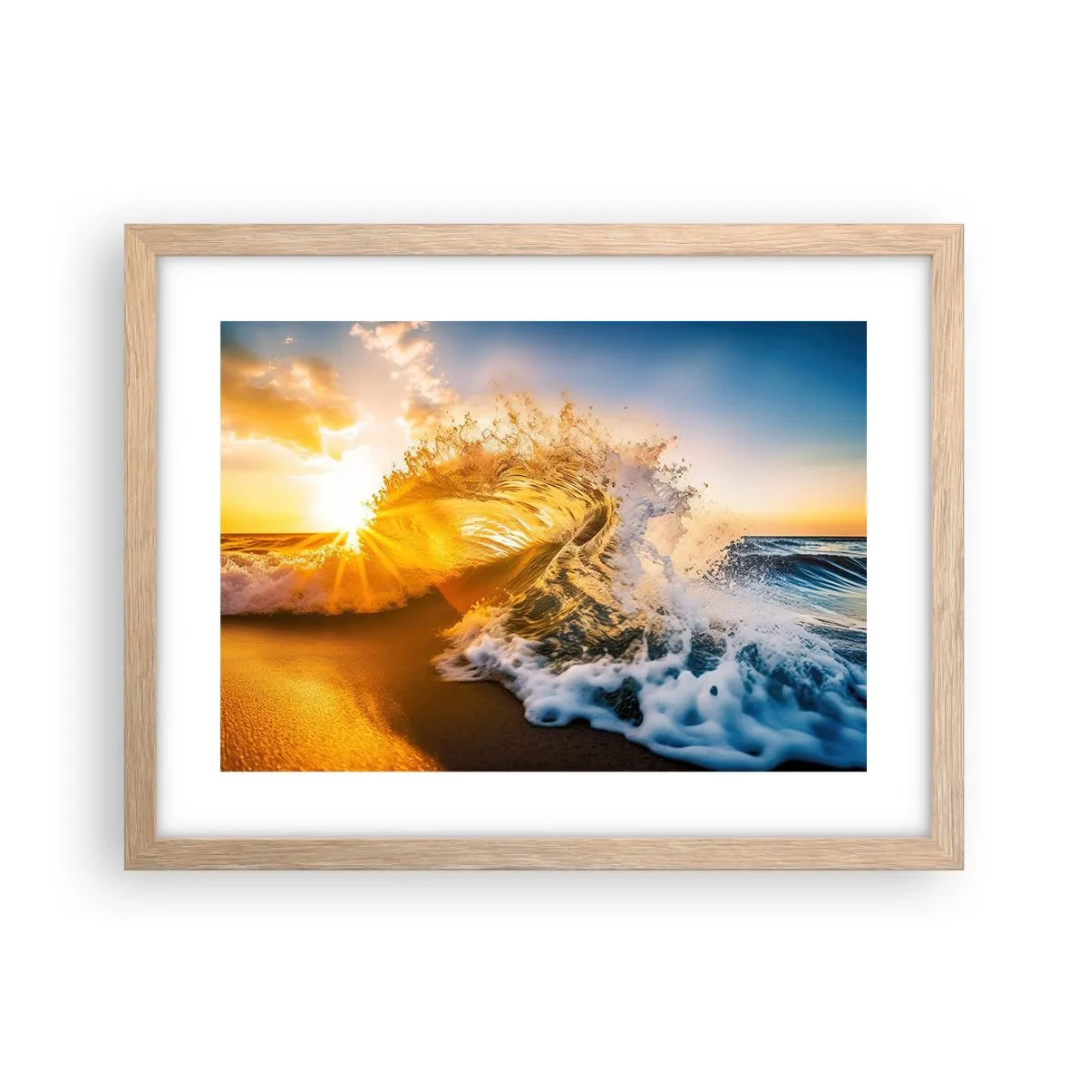 Poszter világos tölgy keretben - Játék a homokban - 40x30 cm