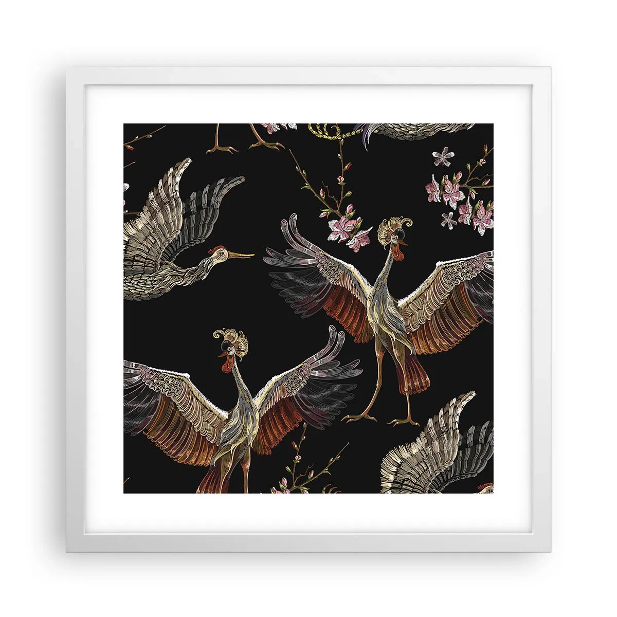 Poszter fekete keretben - Mesebeli madár - 40x40 cm