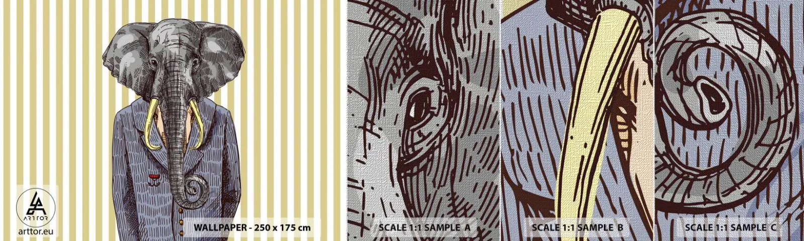 Fotótapéta Minta Premium Canvas - Természeténél fogva elegáns - Absztrakció, Elefánt, portré - 100x30 cm