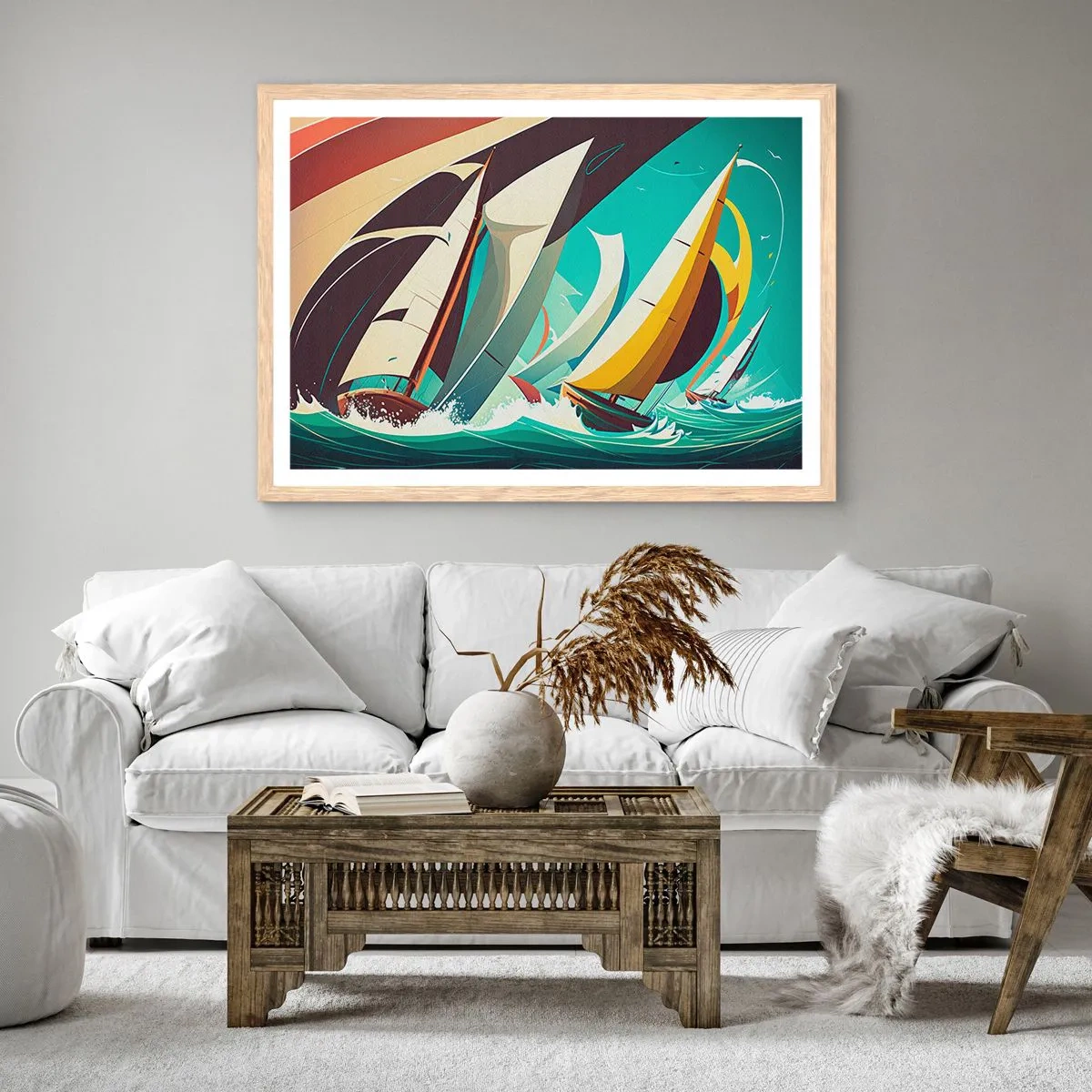 Poszter világos tölgy keretben - Közelről és személyesen az elemekkel - 91x61 cm