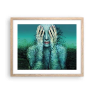 Poszter világos tölgy keretben - Kékbe merítve - 50x40 cm