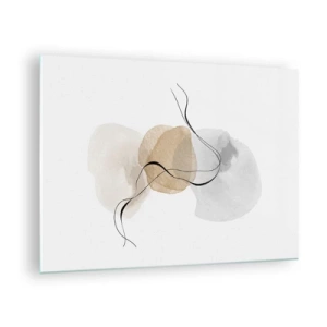 Üveg kép - Finom absztrakció pasztell foltokkal és fekete vonalakkal. - 70x50cm - Léggyöngyök - Modern fali dekoráció nappalihoz és hálószobához ARTTOR