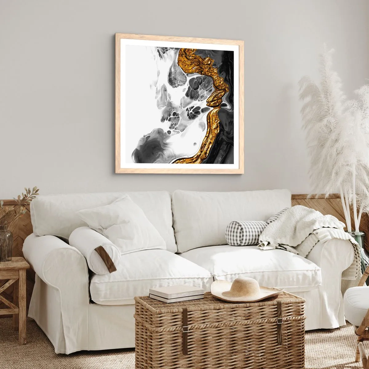 Poszter világos tölgy keretben - Szerves kompozíció - 50x50 cm