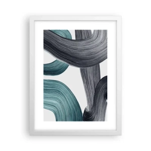 Poszter fekete keretben - Smaragdzöld és fekete nyomok - 30x40 cm