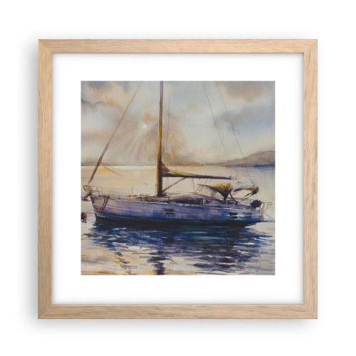 Poszter világos tölgy keretben - Este az öbölben - 30x30 cm