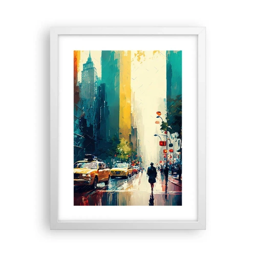 Poszter fekete keretben - New York - itt még az eső is színes. - 30x40 cm