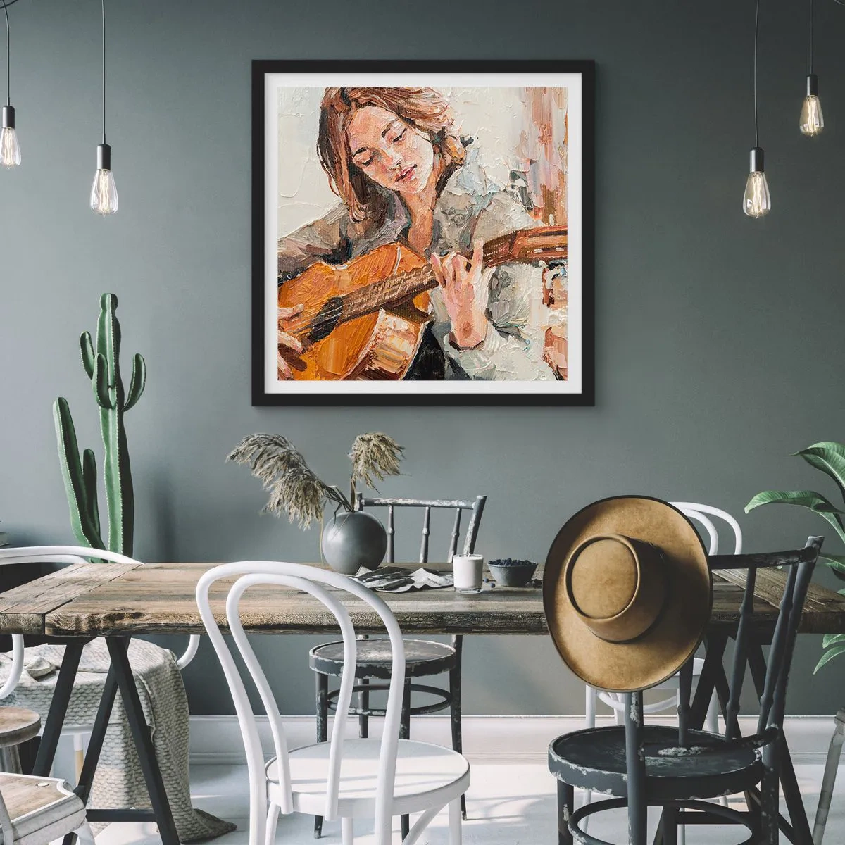 Poszter fehér keretben - Koncert gitárra és egy lány szívére - 40x40 cm