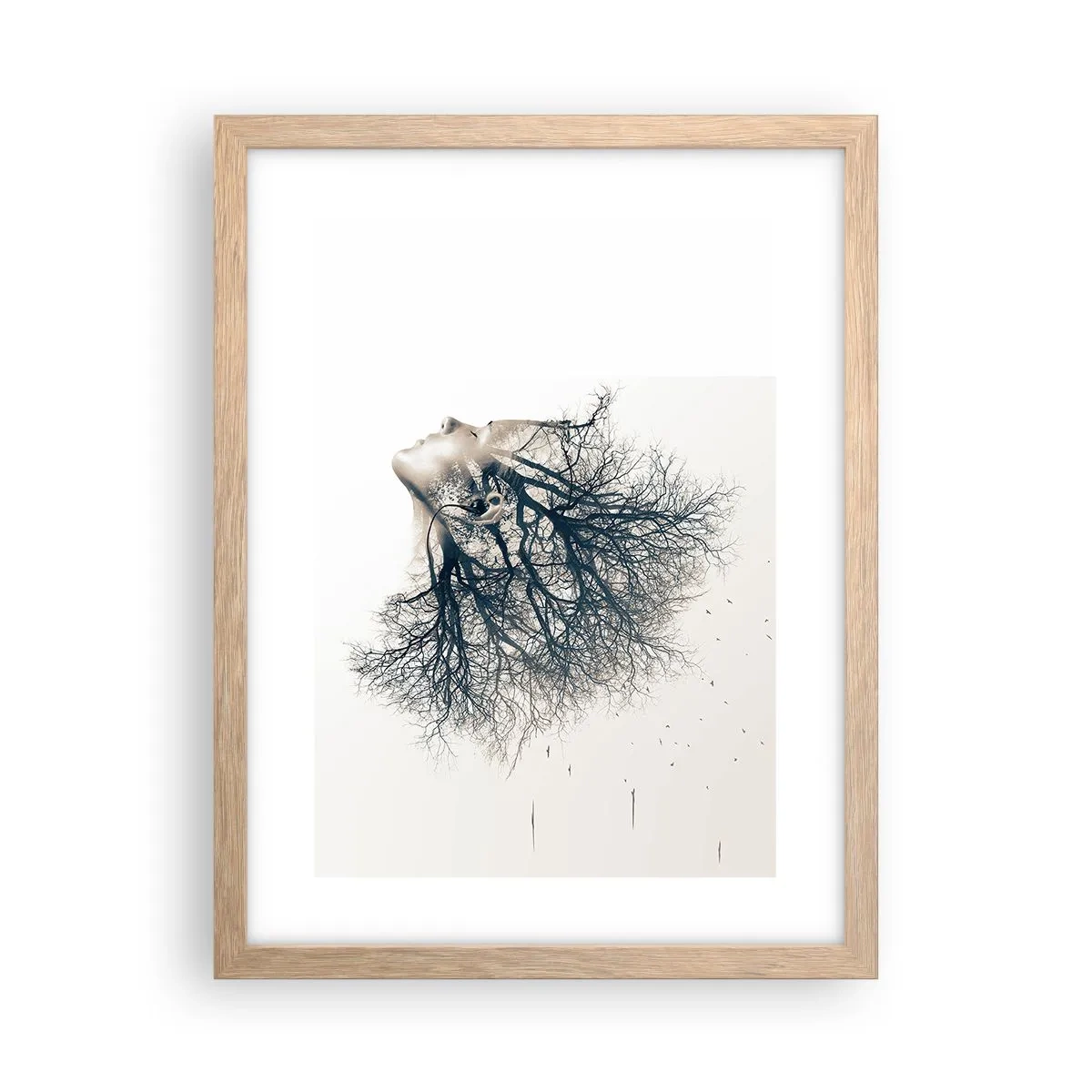 Poszter világos tölgy keretben - Hallgatva a fa suttogását - 30x40 cm