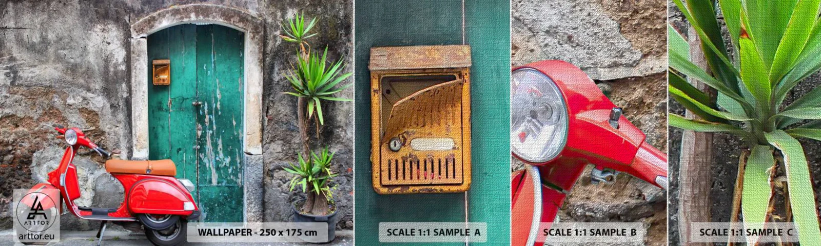 Fotótapéta Minta Premium Canvas - Olasz nyaralás - Autóipari, Robogó, Olaszország - 100x30 cm